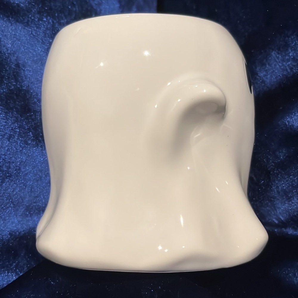 Halloween Stoneware White Ghost Mug with a Crooked Smile by Threshold 8 Oz. - Picture 5 of 8
